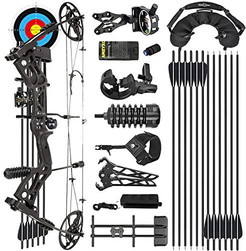 surwolf Compoundbogen Set 30-70 lbs Bogenschießen für Erwachsene Anfänger, Jagdbogen Pfeile Set Sportbogen Jagd Bogen (Schwarz Set 1)
