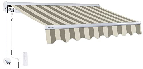 ADVANING Luxury Series, 16'x10' Electric Retractable Awning, Premium Quality Fully Assembled UV+ Sun Shade Canopy, Driftwood Stripes, EA1610-A284H2