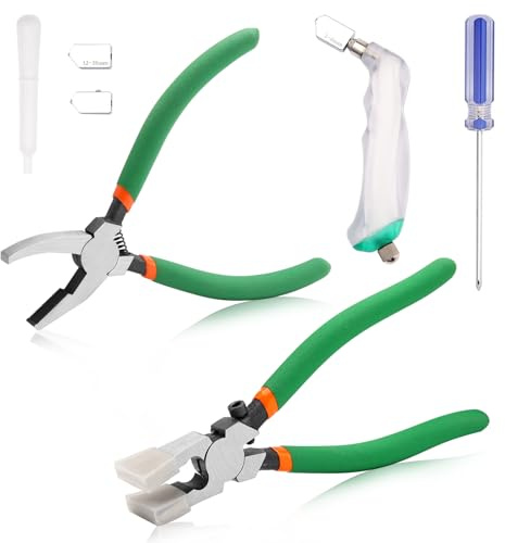 SPEEDWOX 10PCS Heavy Duty Glass Running Pliers Breaker Grozer Pliers with Extra Rubber Tips Professional Stained Glass Cutting Tool for Stained Glass Mirrors Tiles Mosaic