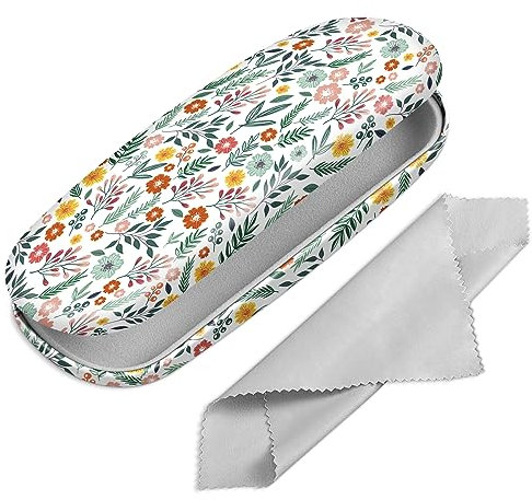 FINTIE Funda Gafas Rigida, Portátil Cuero y Sintético Estuche Gafas Rigido con Pañuelo Limpia Gafas para Mujeres y Hombres