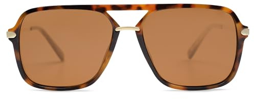 SOJOS Sunglasses for Women & Men, Square, Retro, Polarized Lens, Trendy Aviator, 90s Shades (SJ2229,Tortoise Brown)