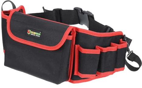 PATIKIL Werkzeuggürtel, Baugürtel für Zimmerleute, Elektriker, Werkzeugtasche mit Taschenorganizer für Männer und Frauen, Rot