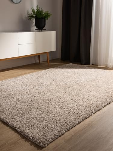 benuta Basic Tappeto salotto a pelo alto Soho - Beige 60x120 cm - Morbido minimalista - Facile - Pavimento riscaldato