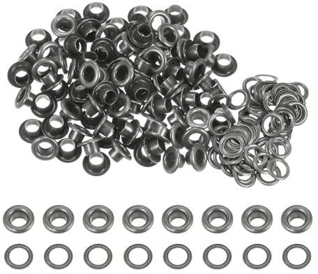QUARKZMAN 100 Satz Runde Ösen Set 5mm Loch Metallösen Gunmetal | mit Unterlegscheiben, für Planen Scrapbooking Schuhe Kleidung Leder Leinwand DIY Projekt Tasche