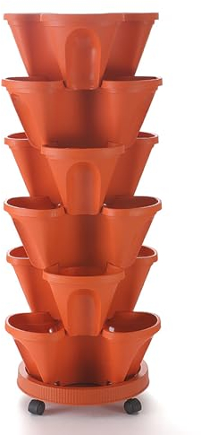 Generic Erdbeer-Pflanzgefäß, stapelbar, vertikal, Gartenturm, Quartett – Kunststoff-Blumenpflanze, Kräutertopf für Gartenständer, Innen- und Außenbereich, Veranda-Dekoration