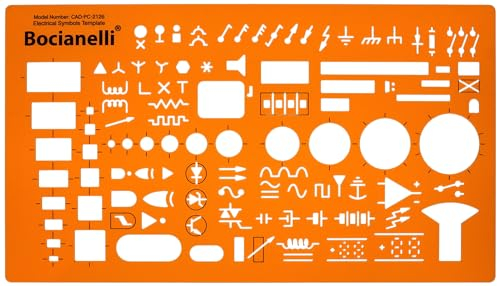 Elektro Schablone für Technisches Zeichnen - Zeichenschablone Elektrotechnik - Elektriker und Elektroniker Schablone - Zeichenwinkel Elektrotechnik - Elektroinstallation Schablonen