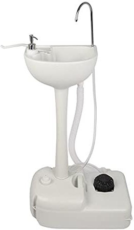 Portable Removable Outdoor Wash Basin White For Camping & Events - Hand Wash Basin Stand with Rolling Wheels For Worksite