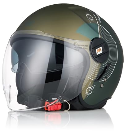 ORIGINE Casco Jet Moto Casco Aperto Scooter con Doppia Visiera Omologato ECE2206