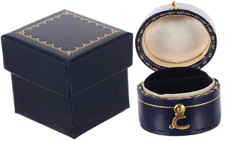 DEARMAMY 1pezzi Scatola Porta Anelli Miniatura Vintage in Ecopelle Resistente Custodia Portagioie Piccola e Compatta Per Viaggi Regalo Elegante Per Gioielli