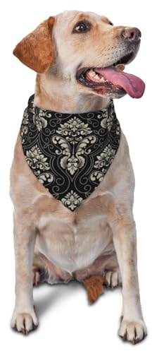 Hundehalstuch, elegantes schwarzes Damast-Dreieck-Lätzchen, Hundetaschentuch, niedliches Hundezubehör, Hundehalstücher