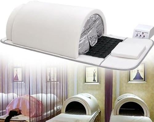 LQQYJSM Dôme Sauna Infrarouge Lointain, Capsule Sauna Personnelle À Couverture Complète À 360 Degrés avec Oreiller, Contrôleur À 3 Zones Body Shaper Sauna Professionnel avec Télécommande,White