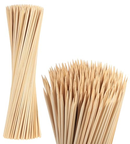 300PCS 16 Bamboo Skewers Sticks for Flower Bouquet Plant Support Barbecue Smores Roasting Marshmallows Chocolate Fountain Plant Stakes Fruit and Crafting,Φ=4mm