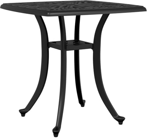 HETFTJN Tavolo da Lavoro Tavolo da Pranzo Tavolino Salotto Tavoli da Pranzo - Tavolo da Giardino Nero 53x53x53 cm in Alluminio Pressofuso per Balcone Cortile Sala Da Pranzo Terrazza