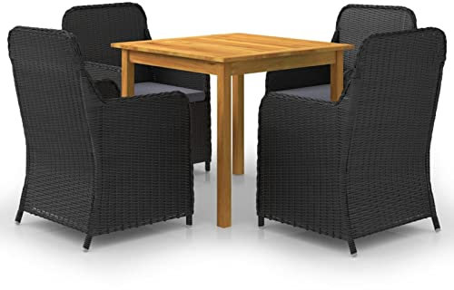 Fasba Gartenmöbel Set 5-TLG. Sitzgruppe Gartengarnitur Sitzgarnitur Gartenset Tisch Stühle Sessel Esstisch Gartentisch Gartensessel Schwarz