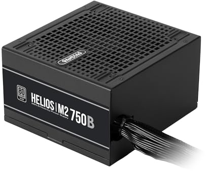 GAMDIAS Helios M2-750B (EU) Fuente de Alimentación No Modular para Carcasa ATX de PC, 750W, 80 Plus Silver, ATX 3.1, Diseño DC a DC, Protección Pesada, Cables Planos, Negro