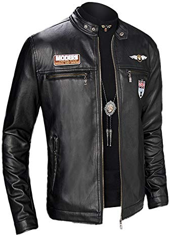 Giubbotto Pelle Uomo, Giacca da Uomo in Similpelle con Collo Alto di Transizione Matelassee Moto Pilota Zippato Cerniera Casual Giubbotto Moto Uomo Pelle Giacca Leggera Cappotto in Ecopelle