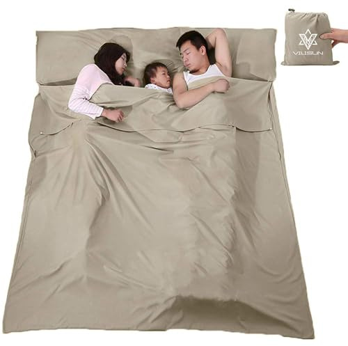 Hüttenschlafsack, Schlafsack Inlett, Sommerschlafsack, Reiseschlafsack dünn leicht & kompakt, Ideal für Hostels Berghütten Jugendherbergen Camping Outdooraktivitäte usw