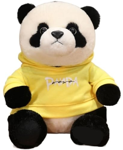 KUKUShining Panda Plüschtier, Süß Mit Kleidung Stofftierpuppen Weiches Kissen Bärenplüschtier for Kinder Freundin Geschenke(Yellow)
