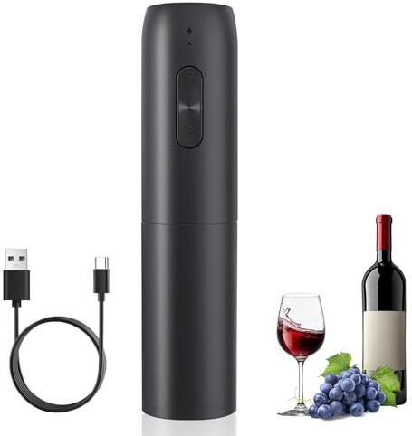Electric Wine Bottle Opener, Rechargeable Corkscrews Wine Bottle Opener Electric Bottle Opener with Type C Cable Plastic Fast Cork Removal Opener Automatic Corkscrew Wine Gift for Men Women