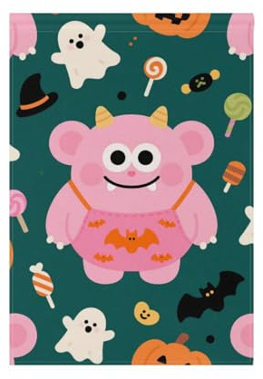 Cute Pink Monster per Halloween bandiere di casa stagionali per esterni banner colorato per la decorazione esterna 28x40 doppia faccia