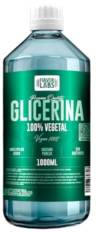FLAVOR LABS Glicerina Vegetal 100% Pura - 1000 ml | Uso Cosmético y Artesanal | Hidratante Natural para Piel, Cabello y Jabones y otros usos.