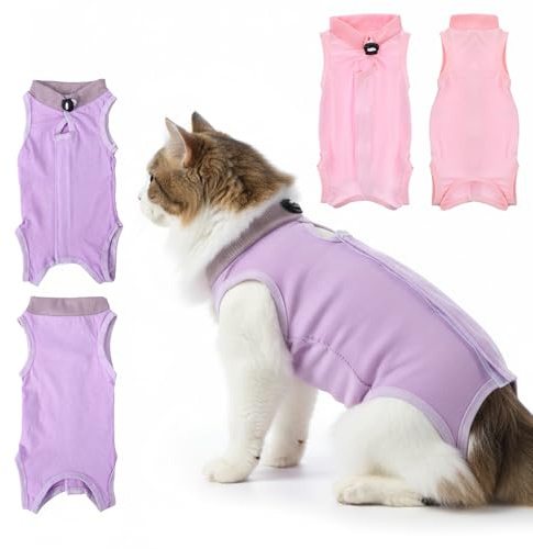 Elegaperma 2 unidades de body para gatos después de la operación, suave cuerpo de castración, para gatos profesionales después de la operación, con protección abdominal, traje para gatos para