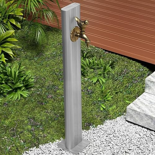 Fontana a colonna d'acqua in acciaio inox, erogatore verticale di idranti da giardino per esterni, patio, decorazione del prato