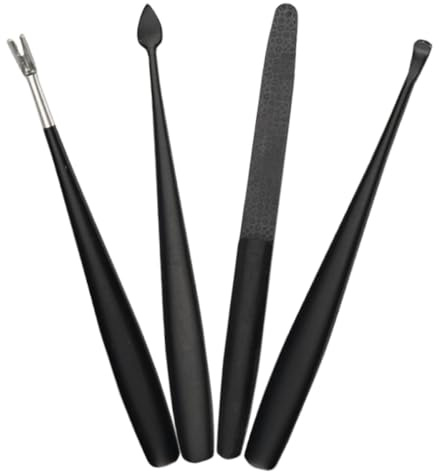 Beatifufu Ensemble 4 Pièces D'outils de Manucure en Acier Inoxydable, Coupe-cuticules, Fourche à Cuticules, Lime à Ongles et Cure-oreille, Kit Soins Ongles Professionnel pour Mains