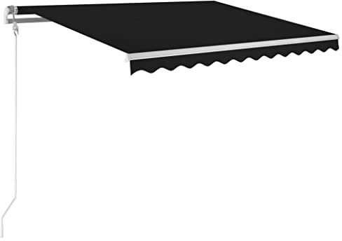 Foknhdi Elektrische Markise 300x250 Anthrazit mit Fernbedienung, Aluminium & UV festes Polyester, platzsparende Balkon Markise für Terrasse & Garten, Modernes Design und Langlebigkeit
