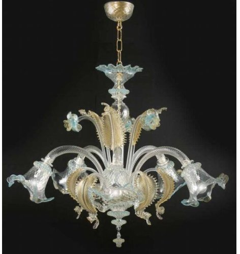 Ca' Venier crystal gold blue 5 lights