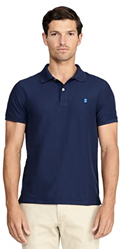 IZOD Men's Regular Fit Advantage Performance Short Sleeve Solid Polo, Peacoat, X-Large