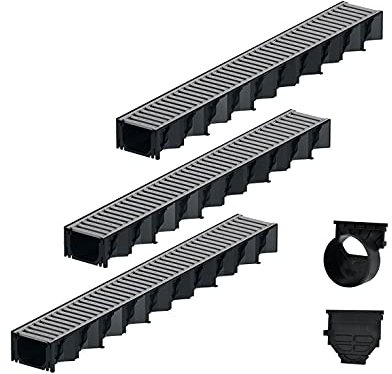 3x1m ACO Hexaline 2.0 Entwässerungsrinne Stegrost Stahl verzinkt Ablauf horizontal Bodenrinne Terrassenrinne
