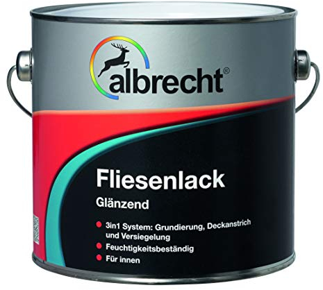 Albrecht 3400605770901002500 Fliesenlack glänzend weiß 2,5l