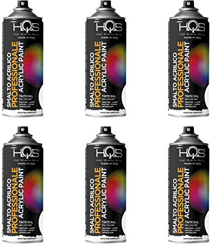 HQS 6 PZ BOMBOLETTA SPRAY SMALTO ACRILICO 400 ML BOMBOLETTA RAL ACRILICA NERO LUCIDO RAL 9005