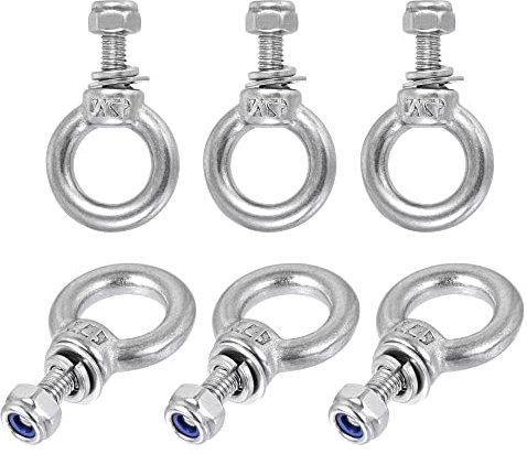 sourcing map 6 Sätze Ringschraube M4 x 11 mm Außengewinde mit Sechskantschraube Mutter Dichtung Unterlegscheibe zum Aufhängen Edelstahl 304