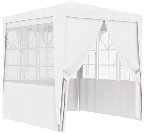 (Blitzlieferung) Faltpavillon mit Seitenteile, Draussen Partyzelt Gartenpavillon Event Shelter Strandüberdachung Festzelt, Transparente Fenster Profi-Partyzelt mit Seitenwänden 2×2m Weiß 90 g/m²