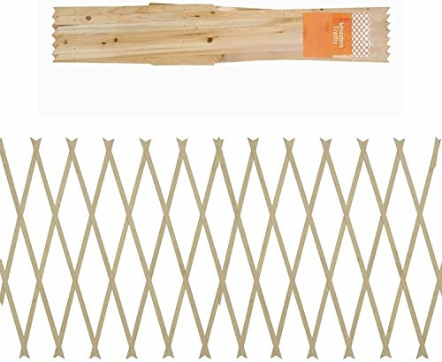 TRTO 2Pcs Natural Color Expanding 5ft x 2ft Wooden Trellis Garden Scissor Plant Fence Easy To Use