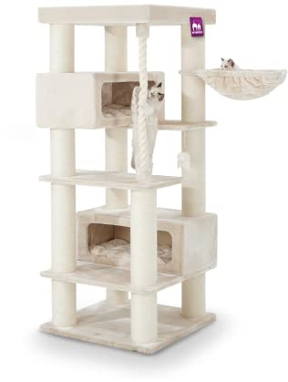 Petrebels XXL Kratzbaum Grosse Katzen Stabil Turnpike 190 cm, Creme