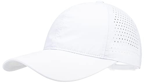 PivotWing Basecap Damen Herren Baseball Running Cap Laufmütze Schirmmütze Sonnenschutz Lauf Cap Cappy Männer Frauen Mesh Sport Hat for Running Golf Tennis Mützen Laufmützen, Weiß