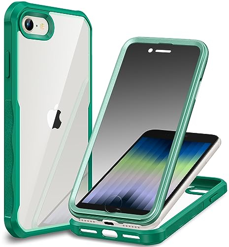 CENHUFO Sichtschutz Hülle für iPhone SE 2020/ SE 2022/ iPhone 8/iPhone 7, 360 Grad Handyhülle Schutzhülle mit Eingebautem Privacy Panzerglas Displayschutz Stoßfest Anti Spy Full Cover Case - Grün