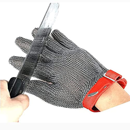Anti Cutting Gloves Tailor's anti cutting gloves, Stainless steel chain mail gloves, Men women safety work gloves with nylon wrist strap (Size : 1PCS/XXL)