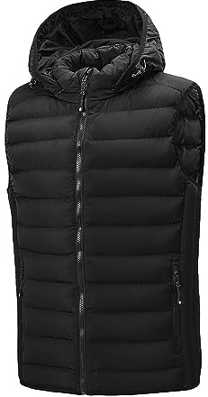 Tony Backer - Chaleco ligero para hombre otoño invierno sin mangas, chaqueta sin mangas casual, Negro , M