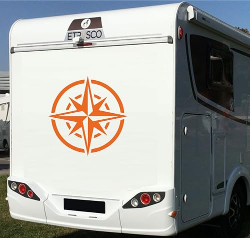 DualColorStampe Autocollants à douille rose des vents pour camping-car Trail off Road Sport Adventure 4x4 pour voiture pour caravane et camping-car Cod. 0354 (1 pièce (50 x 50 cm), orange 35)