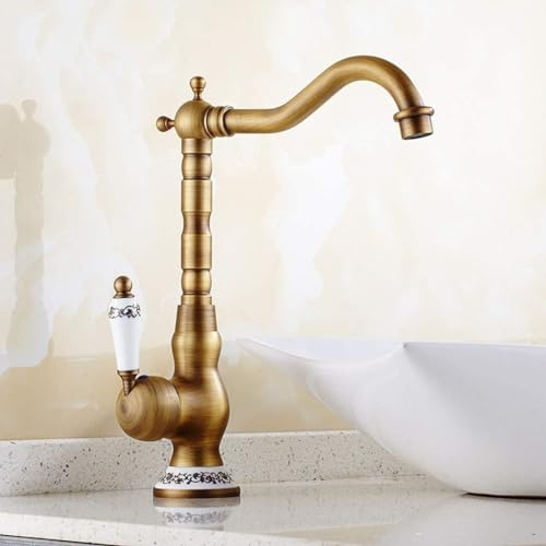 Namuoto Rubinetto Cucina Ottone Antico Monocomando, Miscelatore Lavabo Rubinetto Bagno Lavabo Alto O In Cucina, Calda e Fredda del Rubinetto