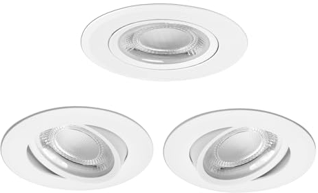 Aigostar Downlight LED Techo Empotrable, 5W Equivalente a Halógena 53W, Luz Blanca Fría 6500K, Ángulo Rotable 30° Focos LED Interior Techo, Ф70-75 mm, ojos de buey led para techo 3Pcs, AC 220V-240V