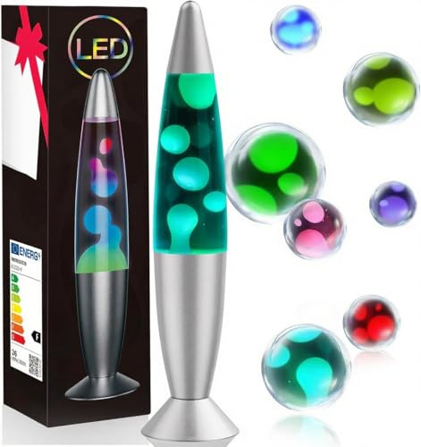 AONESY LED Liquid Motion Lamps 13.5''Colour Changing White Liquid & White Wax Lamps for Adults Kids Gift for Christmas Birthday Mood Light for Bedroom Home Decor