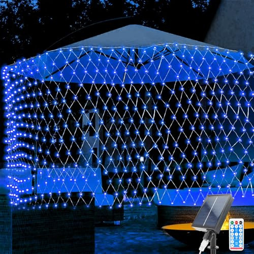 TIANHOO Lichterketten Solar, 2 * 3M 198 LEDs Weihnachtsdekoration Netzlicht Solar Gartenleuchten, Wasserdichte Lichterkette Netz mit 8 Blinkmodi, Solar Aussen Für Die Courtyard Garden Bar Party