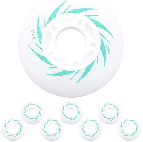 HEFAM Ersatzräder für Inlineskate, LED-Lichter, Polyurethan, 72 mm/76 mm/80 mm, leuchtende Räder für Inline-Skate, Wave-Board, Rollen, Straßensurf, Grün, 76 mm, 8 Stück