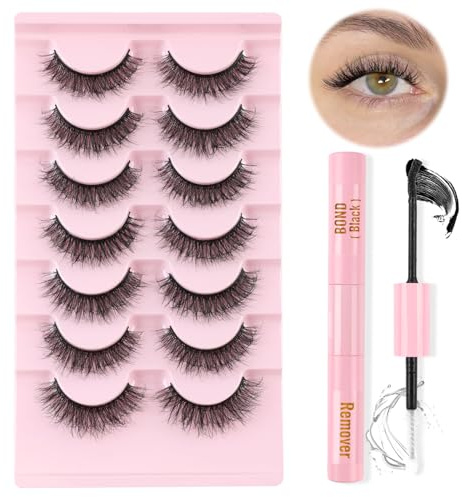 Oreola Set de Pestañas Postizas Naturales Wispy Ojo de Gato con Adhesivo y Sellador(M04)