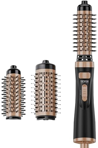 VEVOR Warmluftbürste, Hairstyler, Ionen-Föhnbürste mit 38 & 50 mm keramikbeschichtetem Kopf, 4-in-1-Airstyler & Volumizer, 3-Temperatur-Föhnbürste zum schnellen Trocknen, Glätten & Locken